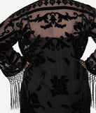 Load image into Gallery viewer, 1920s Black Devore Velvet Lattice Scarf Coat