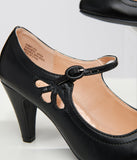 Load image into Gallery viewer, 1920s Black Leatherette Mary Jane Heels