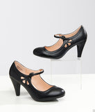 Load image into Gallery viewer, 1920s Black Leatherette Mary Jane Heels