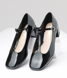 Load image into Gallery viewer, 1920s Black Patent Leatherette T-Strap Heels